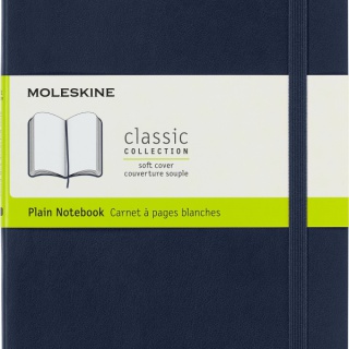 Notes MOLESKINE L (13x21cm) gładki, miękka oprawa, sapphire blue, 192 strony, niebieski, Notatniki, Zeszyty i bloki