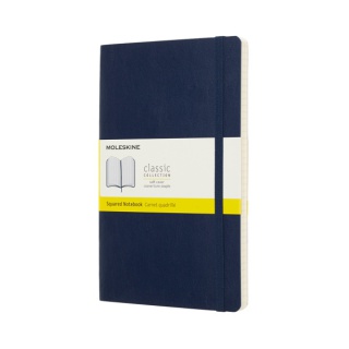 Notes MOLESKINE L (13x21cm) w kratkę, miękka oprawa, sapphire blue, 192 strony, niebieski, Notatniki, Zeszyty i bloki