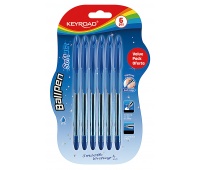 Długopis klasyczny KEYROAD Ball Pen Soft Jet, 0,7 mm, 6 szt., blister, niebieski, Długopisy, Artykuły do pisania i korygowania