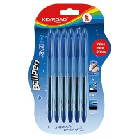 Długopis klasyczny KEYROAD Ball Pen Soft Jet, 0,7 mm, 6 szt., blister, niebieski, Długopisy, Artykuły do pisania i korygowania