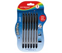 Długopis klasyczny KEYROAD Ball Pen Soft Jet, 0,7 mm, 6 szt., blister, czarny, Długopisy, Artykuły do pisania i korygowania