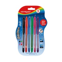 Długopis klasyczny KEYROAD Ball Pen Soft Jet, 0,7 mm, 6 s.zt, blister, mix kolorów, Długopisy, Artykuły do pisania i korygowania