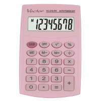 Pocket calculator VECTOR KAV VC-210III, 8 digits ,64x98,5mm, light pink, Calculators, Office appliances and machines