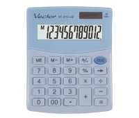 Kalkulator biurowy VECTOR KAV VC-812, 12-cyfrowy, 101x124mm, jasnoniebieski, Kalkulatory, Urządzenia i maszyny biurowe