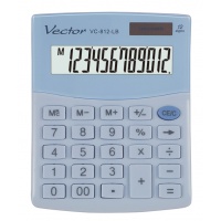 Kalkulator biurowy VECTOR KAV VC-812, 12-cyfrowy, 101x124mm, jasnoniebieski, Kalkulatory, Urządzenia i maszyny biurowe