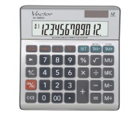 VECTOR KAV VC-500 VII calculator, 12-digit, 458x151.5x29mm, metal / gray