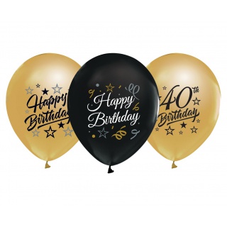 BALONY B&C 12" Z NADRUKIEM 40 ZŁOTE I CZARNE 5szt., Podkategoria, Kategoria