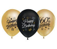 BALONY B&C 12" Z NADRUKIEM 60 ZŁOTE I CZARNE 5szt.