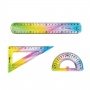 Geometric set KEYROAD Rainbow Deco, with 20cm ruler, pendant, color mix, Rulers, Set Squares, Protractors, School supplies