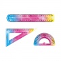 Geometric set KEYROAD Rainbow Deco, with 20cm ruler, pendant, color mix, Rulers, Set Squares, Protractors, School supplies