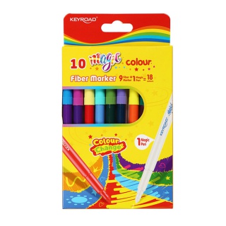 Flamastry KEYROAD, 9szt.+1szt. Magic, 18 kolorów, na zawieszce, mix kolorów, Plastyka, Artykuły szkolne