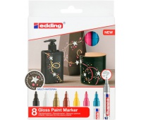 Marker gloss paint e-750 EDDING, 2-4mm, set 8, color mix