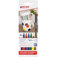 Marker pędzelkowy do ceramiki e-4200/65 EDDING, 6 szt., mix kolorów, Markery, Artykuły do pisania i korygowania