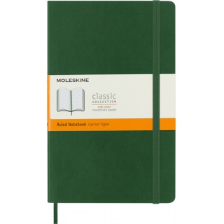 Notes MOLESKINE L (13x21cm) w linie, miękka oprawa, myrtle green, 192 strony, zielony, Notatniki, Zeszyty i bloki