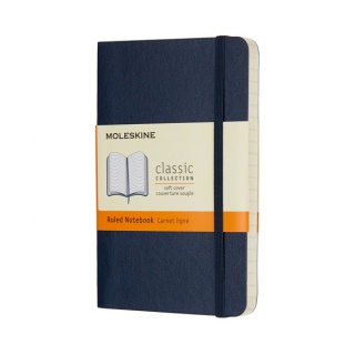 Notes MOLESKINE P (9x14cm) w linie, miękka oprawa, sapphire blue, 192 strony, niebieski, Notatniki, Zeszyty i bloki