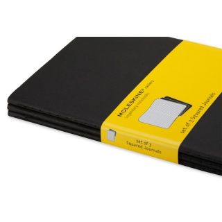 Zestaw 3 Zeszytów MOLESKINE Cahier Journals P (9x14cm) w kratkę, 64 strony, czarny, Notatniki, Zeszyty i bloki