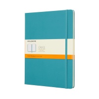 Notes MOLESKINE Classic XL (19x25 cm) w linie, twarda oprawa, reef blue, 192 strony, niebieski, Notatniki, Zeszyty i bloki