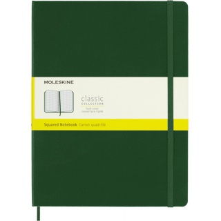 Notes MOLESKINE Classic XL (19x25cm) w kratkę, twarda oprawa, myrtle green, 192 strony, zielony, Notatniki, Zeszyty i bloki