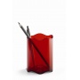 TREND pojemnik na długopisy, czerwony-przezroczysty, Przyborniki na biurko, Drobne akcesoria biurowe