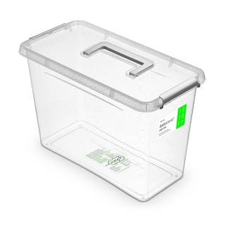 Pojemnik antybakteryjny MOXOM Antibacterial, z rączką, 13l, transparentny, Pudła, Wyposażenie biura