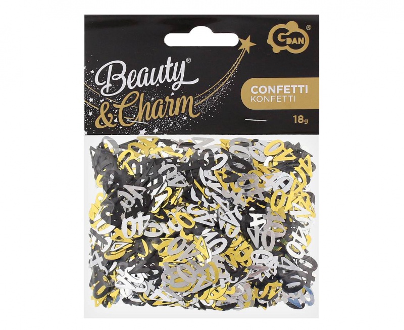 KONFETTI FOLIOWE B&C CYFERKA 40 18gr.MIX CZA/SR/ZŁ, Podkategoria, Kategoria