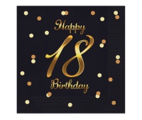 SERWETKI B&C HAPPY 18 BIRTH.33x33 CZARNE NADR.ZŁ., Podkategoria, Kategoria