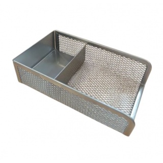 ORGAZNIER NA BIURKO SIATKA SREBRNY145x80x35mm, Przyborniki na biurko, Galanteria biurowa