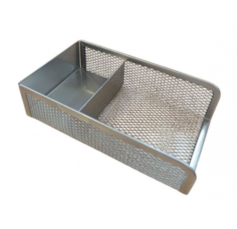 ORGAZNIER NA BIURKO SIATKA SREBRNY145x80x35mm, Przyborniki na biurko, Galanteria biurowa