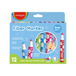 Flamastry KEYROAD Jumbo Starter, 12szt., pudełko, mix kolorów, Plastyka, Artykuły szkolne