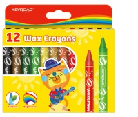 KEYROAD wax crayons, 11x100mm, 12pcs, eurohole, assorted colors