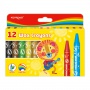 KEYROAD wax crayons, 14x100mm, 12pcs, eurohole, assorted colors