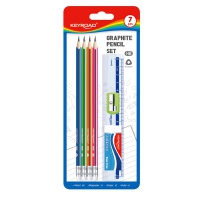 Zestaw szkolny KEYROAD Pencil Set HB, 7 elementów, blister, mix kolorów, Plastyka, Artykuły szkolne