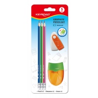 KEYROAD school set, 5 items, blister, assorted colors