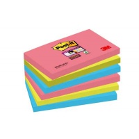 Karteczki samoprzylepne POST-IT® Super Sticky (655-6SS-JP), 127x76xmm, 6x90 kart., mix kolorów, Bloczki samoprzylepne, Papier i etykiety