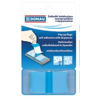 Zakładki indeksujące DONAU, PP, 25x45mm, 1x50 kart., transparentne niebieskie, Bloczki samoprzylepne, Papier i etykiety