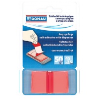 indexing tabs (bookmarks), DONAU, PP, 25x45mm, 1x50 pcs., transparent red
