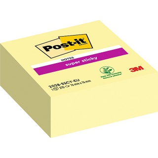 Self-adhesive cube, POST-IT® Super Sticky (2028-SSCY), 76x76mm, 270 sheets, yellow