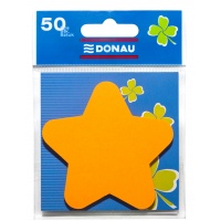 Bloczek samoprzylepny DONAU, 1x50 kart., gwiazdka, pomarańczowy