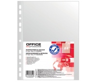 Punched pockets, OFFICE PRODUCTS, PP, A4, crystal, 30 micr, 100 pcs