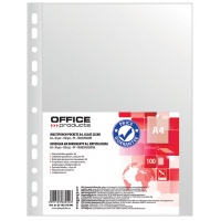 Punched pockets, OFFICE PRODUCTS, PP, A4, crystal, 30 micr, 100 pcs