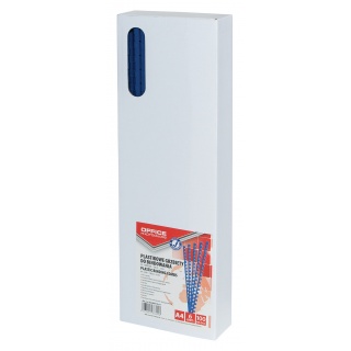 Grzbiety do bindowania OFFICE PRODUCTS, A4, 6mm (25 kartek), 100 szt., niebieskie, Akcesoria do laminacji i bindowania, Prezentacja
