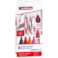 Marker tekstylny e-4500 EDDING, 2-3 mm, 5 szt., mix kolorów, Markery, Artykuły do pisania i korygowania