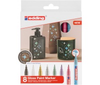 Marker gloss paint e-751 EDDING, 1-2mm, set 8, color mix