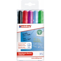 Marker do tablic szklanych e-90 EDDING, 2-3 mm, 5 szt., mix kolorów, Markery, Artykuły do pisania i korygowania