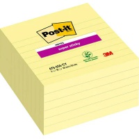 Karteczki samoprzylepne POST-IT® Super Sticky XL, w linie (675-SS6-CY), 101x101mm, 6x90 kart., żółte, Bloczki samoprzylepne, Papier i etykiety