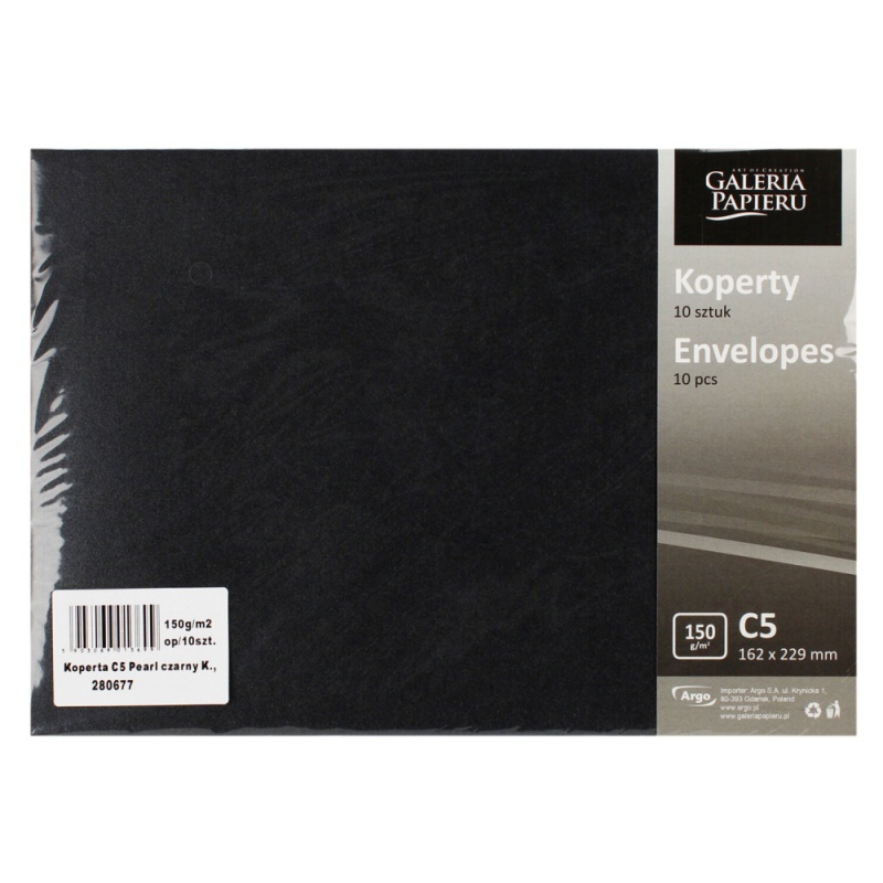 KOPERTA OZD.C5 150GR.PEARL CZARNY K /10/, Podkategoria, Kategoria