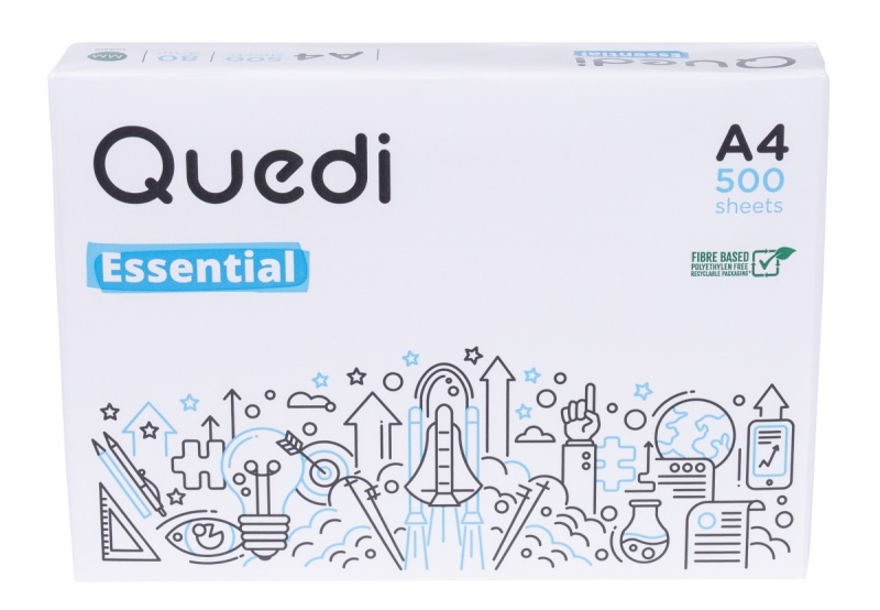 Papier ksero QUEDI ESSENTIAL A4, A4, klasa C, 80gsm, 500ark., Papier do kopiarek, Papier i etykiety