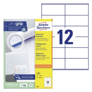 ETYKIETY UNIWERSALNE 105x48mm.100ark. AVERY ZWECKFORM, Etykiety samoprzylepne i inne, Galanteria papiernicza