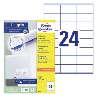 ETYKIETY UNIWERSALNE 70x36mm.100ark. AVERY ZWECKFORM, Etykiety samoprzylepne i inne, Galanteria papiernicza