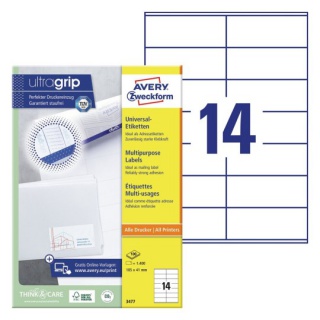 ETYKIETY UNIWERSALNE 105x41mm.100ark. AVERY ZWECKFORM, Etykiety samoprzylepne i inne, Galanteria papiernicza